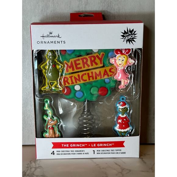 NEW Hallmark THE GRINCH Miniature Tree Topper & Ornament Set DR. SEUSS - Picture 1 of 2